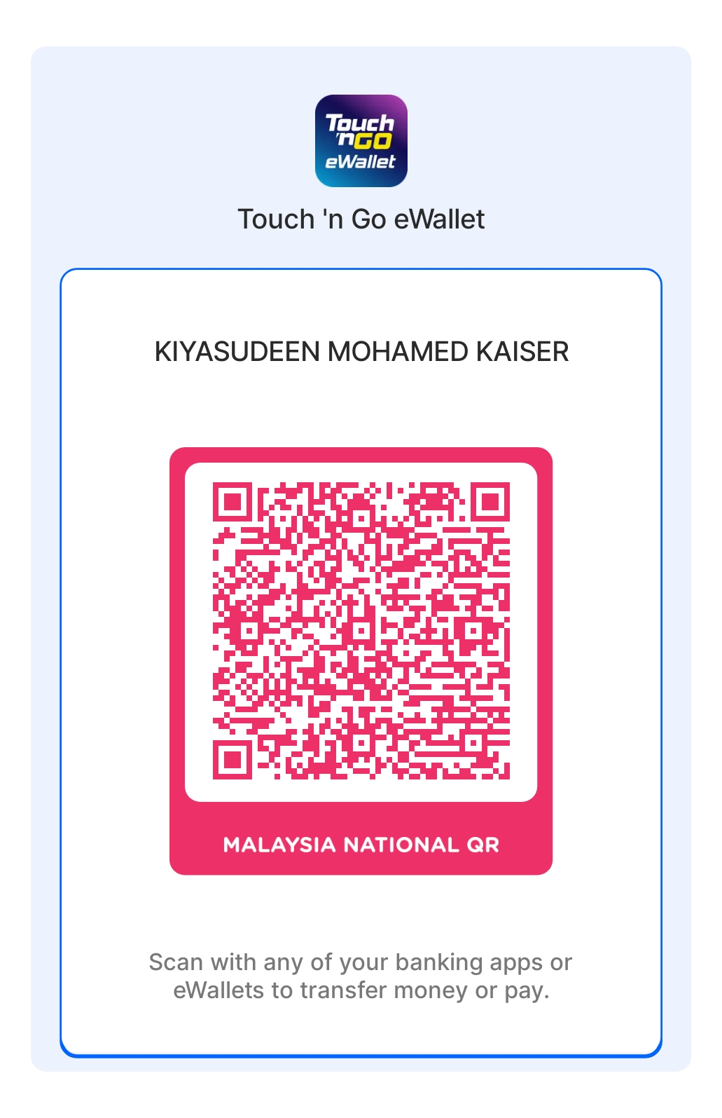 Touch 'n Go payment QR code